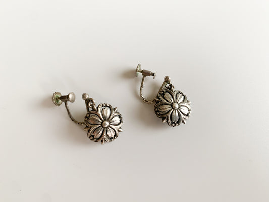Silver vintage earrings Flowers, Tillander Finland