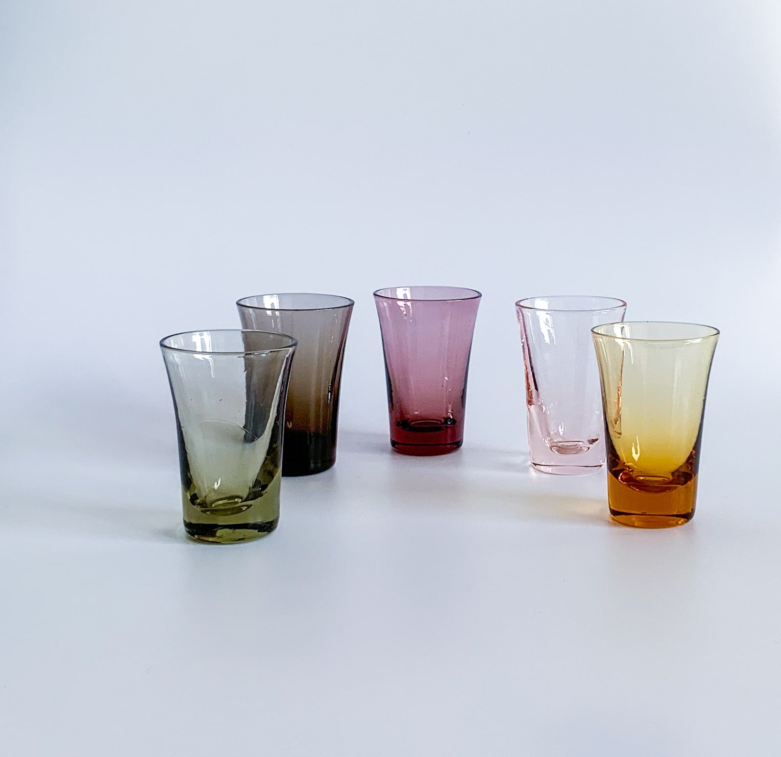 Vintage multicolored shot glasses set