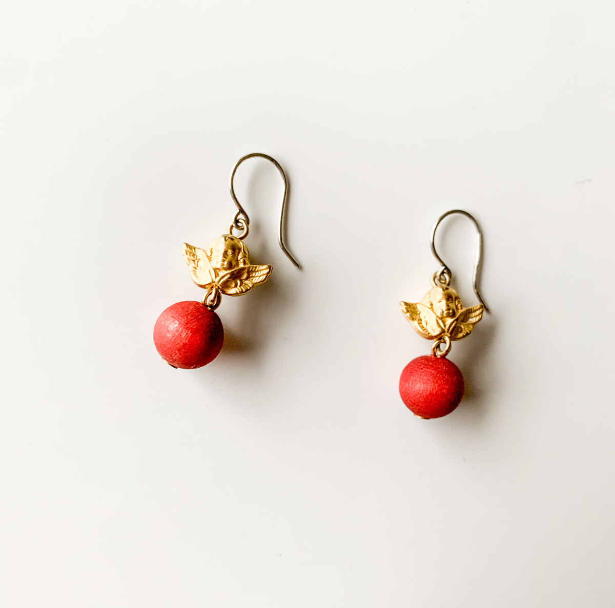 Wooden Angel Earrings | Aarikka Finland | Molna Vintage