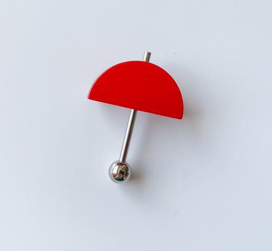 Wooden Brooch Red umbrella | Aarikka Finland | Molna Vintage