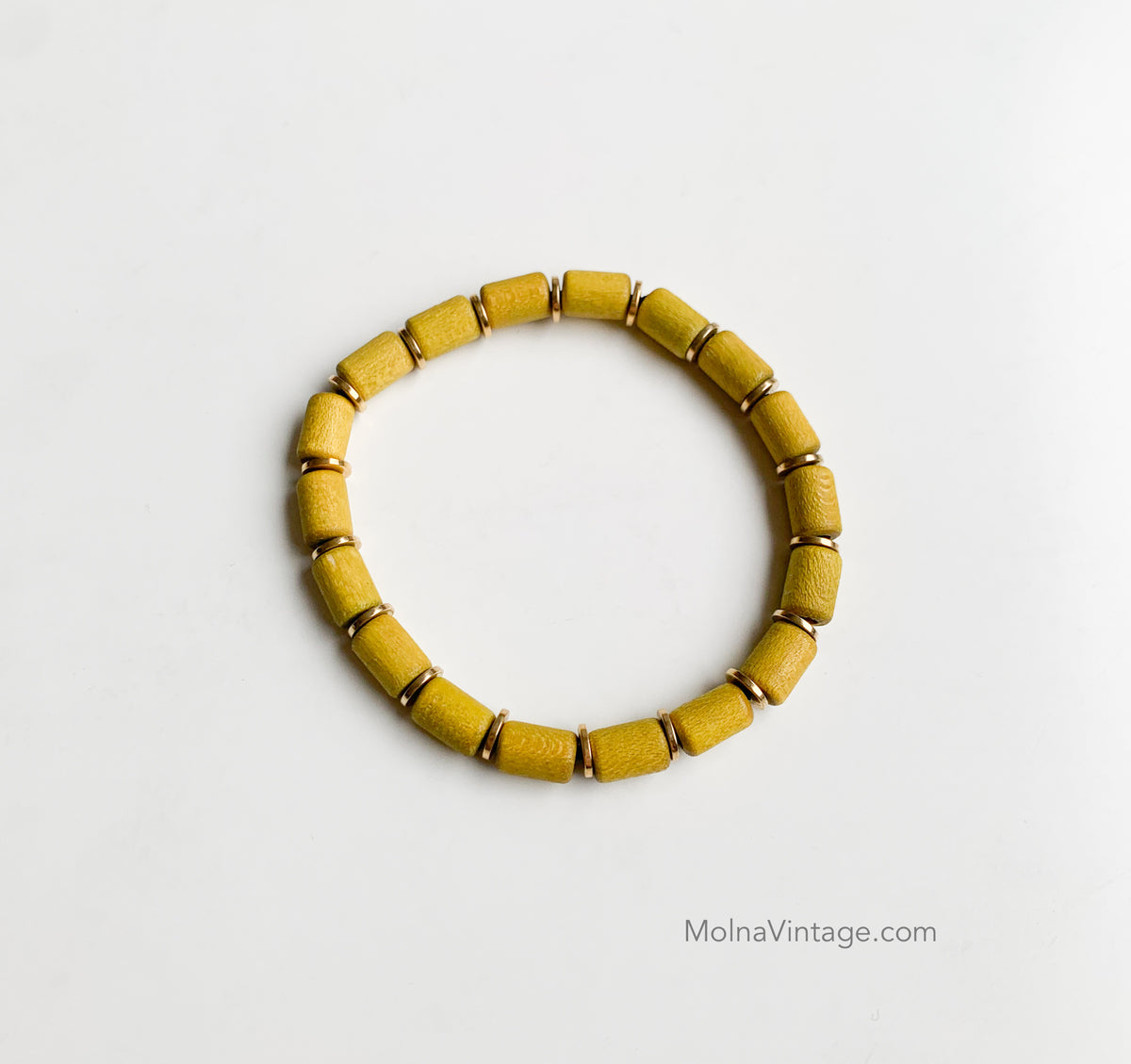 Wooden Gold tone metal bracelet | Aarikka Finland | Molna Vintage
