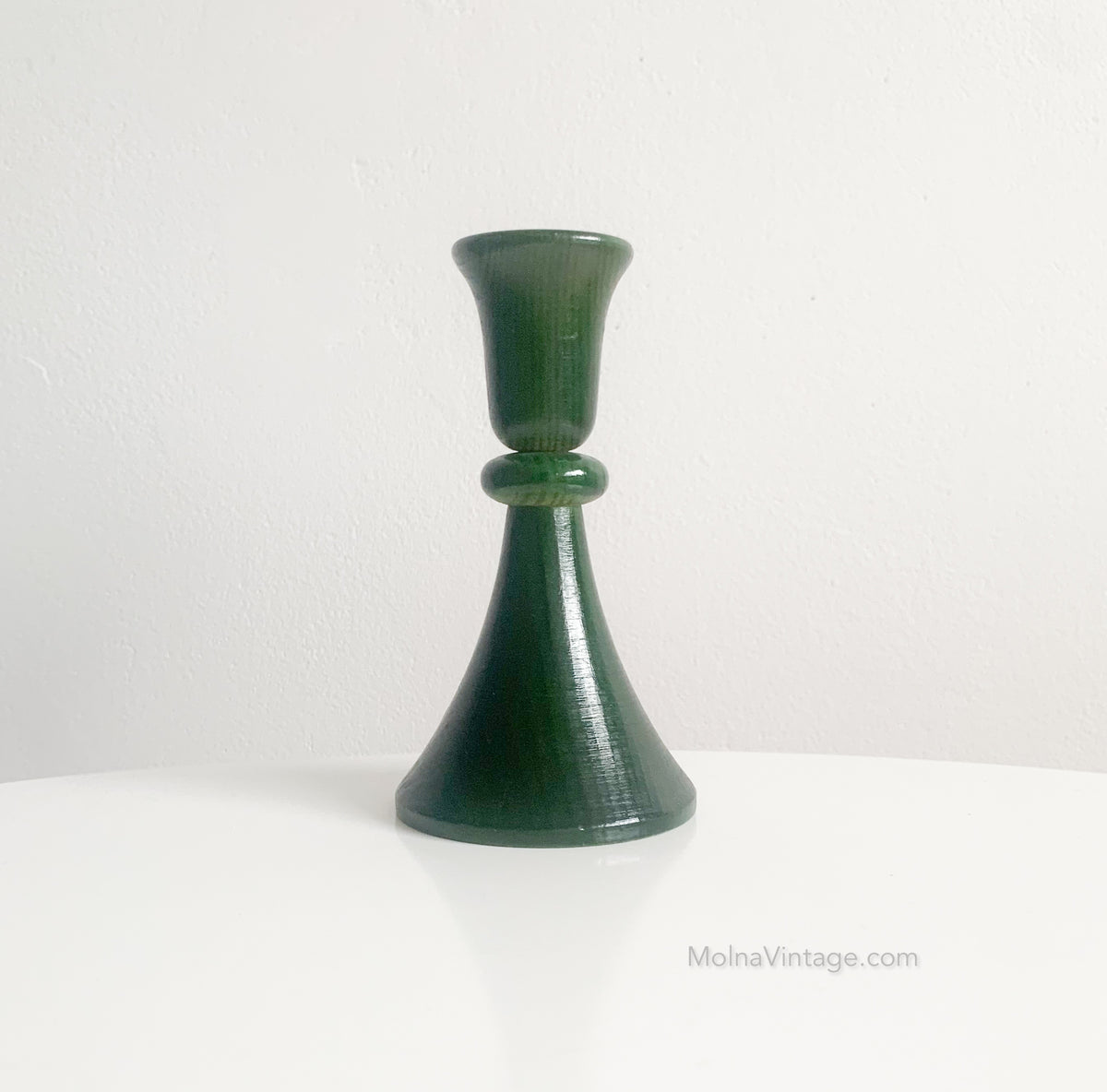 Wooden dark green candle holder | Aarikka Finland | Molna Vintage