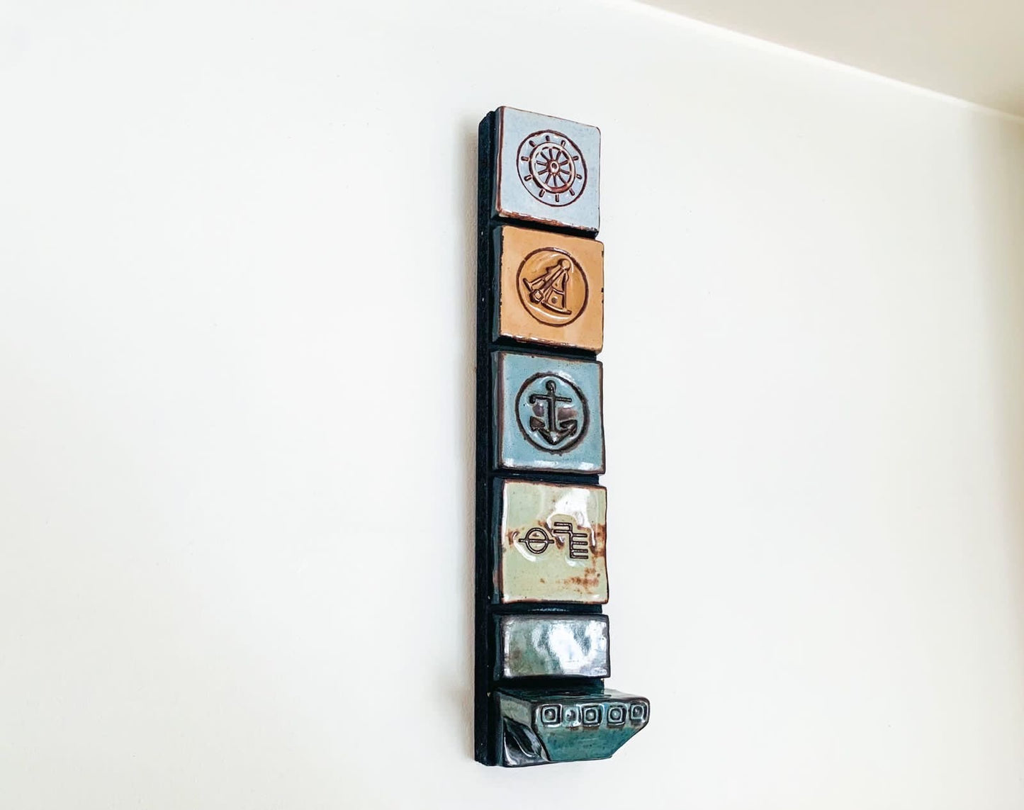 Collectible Scandinavian ceramics | Modernist ceramic wall decor, candle holder | Designer Lizzie Thyssen, Denmark
