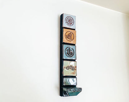 Collectible Scandinavian ceramics | Modernist ceramic wall decor, candle holder | Designer Lizzie Thyssen, Denmark